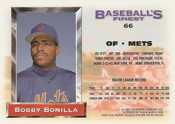 1993 Finest #66 Bobby Bonilla Back