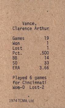 1974 TCMA 1934 St. Louis Cardinals Graybacks #NNO Dazzy Vance Back