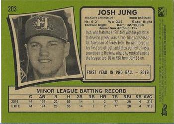 2020 Topps Heritage Minor League #203 Josh Jung Back