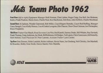 1993 The Wiz New York Mets 30 Years of Team Photos #NNO 1962 Back