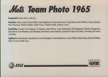 1993 The Wiz New York Mets 30 Years of Team Photos #NNO 1965 Back
