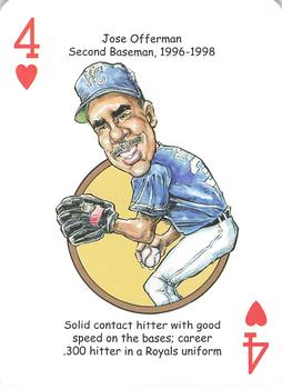 2015 Hero Decks Kansas City Royals Baseball Heroes Playing Cards #4♥ Jose Offerman Front