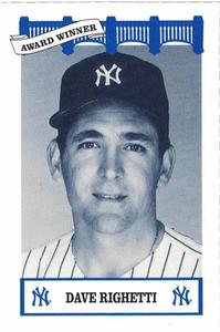 1992 The Wiz New York Yankees Award Winners #NNO Dave Righetti Front