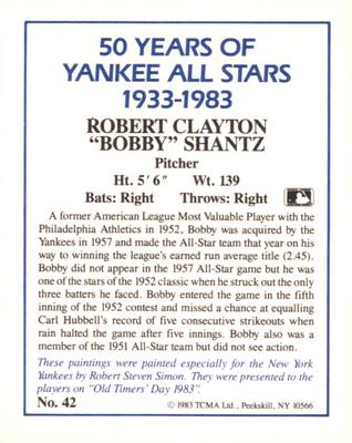 1987 CMC 1983 TCMA 50 Years of New York Yankees All-Stars #42 Bobby Shantz Back