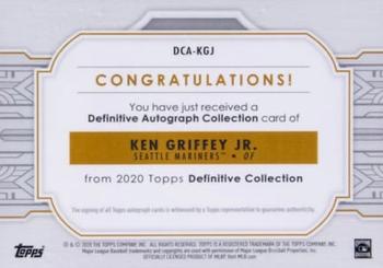 2020 Topps Definitive Collection - Definitive Autograph Collection Red #DCA-KGJ Ken Griffey Jr. Back