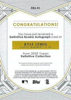 2020 Topps Definitive Collection - Definitive Rookie Autographs #DRA-KL Kyle Lewis Back