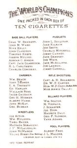 1972 TCMA 1887 Allen & Ginter N28 Reprints #NNO Bob Caruthers Back