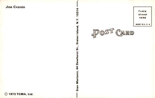 1973 TCMA Stan Martucci Postcards #NNO Joe Cronin Back