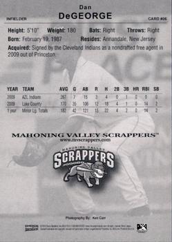 2010 Choice Mahoning Valley Scrappers #06 Dan DeGeorge Back