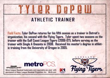 2010 Grandstand Lakeland Flying Tigers #NNO Tyler DePew Back