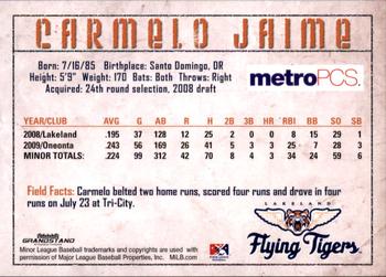 2010 Grandstand Lakeland Flying Tigers #NNO Carmelo Jaime Back