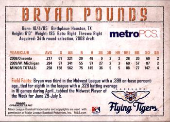 2010 Grandstand Lakeland Flying Tigers #NNO Bryan Pounds Back