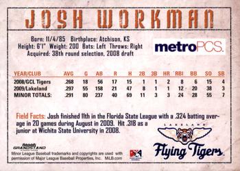 2010 Grandstand Lakeland Flying Tigers #NNO Josh Workman Back