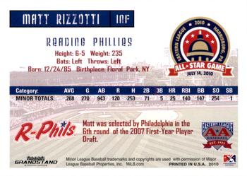 2010 Grandstand Eastern League All-Star Game Eastern Division #NNO Matt Rizzotti Back