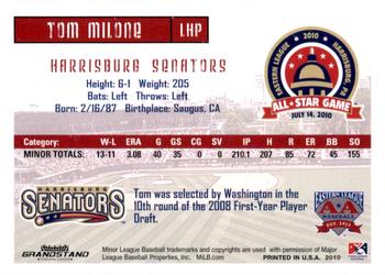2010 Grandstand Eastern League All-Star Game Western Divsion #NNO Tom Milone Back