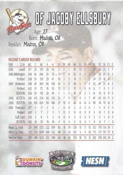 2010 Dunkin' Donuts NESN Pawtucket Red Sox #NNO Jacoby Ellsbury Back