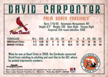 2010 Grandstand Florida State League Top Prospects #5 David Carpenter Back