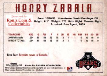 2010 Grandstand Yakima Bears #NNO Henry Zabala Back