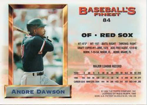 1993 Finest - All-Stars Jumbo #84 Andre Dawson Back