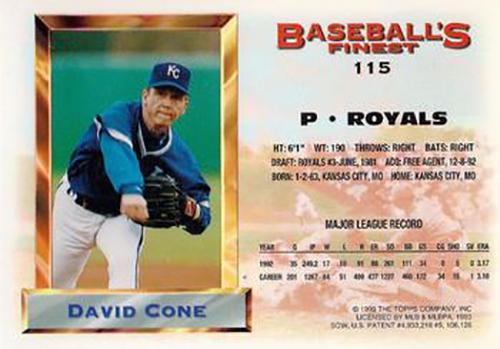1993 Finest - All-Stars Jumbo #115 David Cone Back
