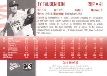 2010 MultiAd Reading Phillies #28 Ty Taubenheim Back