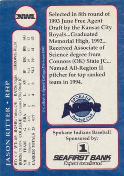 1995 Collect-A-Sport Spokane Indians #NNO Jason Ritter Back