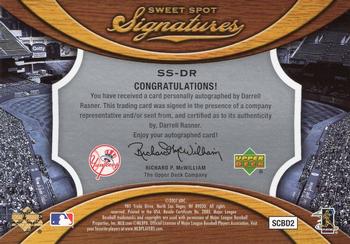2007 Upper Deck Sweet Spot - Signatures Gold Stitch Gold Ink #SS-DR Darrell Rasner Back