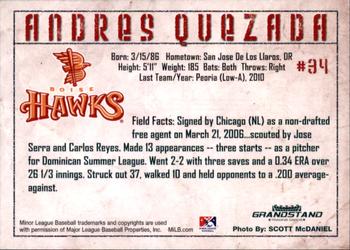 2010 Grandstand Boise Hawks #NNO Andres Quezada Back