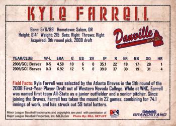 2010 Grandstand Danville Braves #NNO Kyle Farrell Back