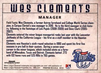 2010 Grandstand Corpus Christi Hooks #NNO Wes Clements Back