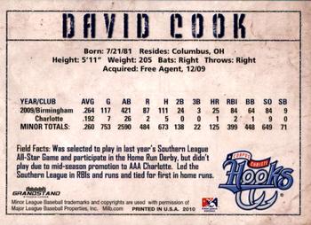2010 Grandstand Corpus Christi Hooks #NNO David Cook Back