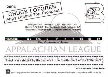2004 Grandstand Appalachian League Top Prospects #NNO Chuck Lofgren Back