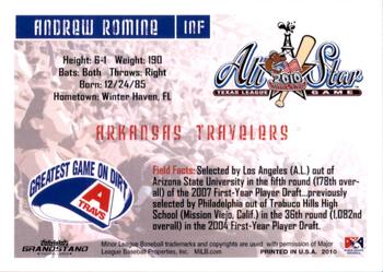 2010 Grandstand Texas League All-Stars North Division #NNO Andrew Romine Back