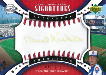 2007 Upper Deck Sweet Spot Classic - Signatures Red Stitch Black Ink #SPS-PN Phil Niekro Front