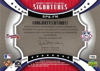 2007 Upper Deck Sweet Spot Classic - Signatures Red Stitch Blue Ink #SPS-FM Fred McGriff Back
