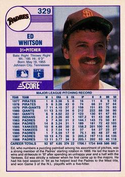 1989 Score - Promos #329 Ed Whitson Back