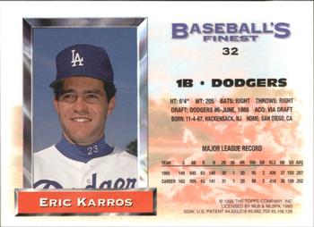 1993 Finest - Refractors #32 Eric Karros Back