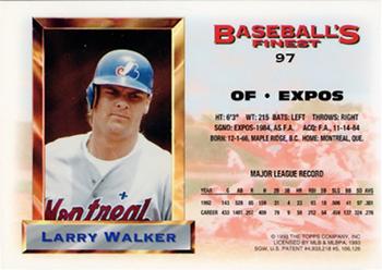 1993 Finest - Refractors #97 Larry Walker Back