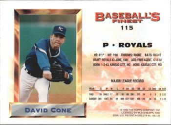 1993 Finest - Refractors #115 David Cone Back