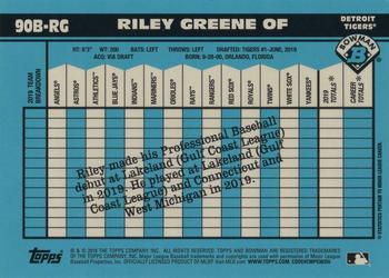 2020 Bowman - 1990 Bowman Green Refractor #90B-RG Riley Greene Back