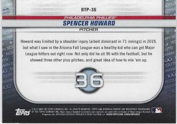 2020 Bowman - Chrome Bowman Scouts Top 100 #BTP-36 Spencer Howard Back