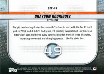 2020 Bowman - Chrome Bowman Scouts Top 100 #BTP-49 Grayson Rodriguez Back