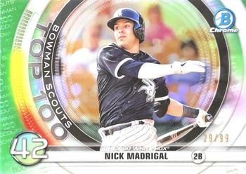 2020 Bowman - Chrome Bowman Scouts Top 100 Green Refractor #BTP-42 Nick Madrigal Front