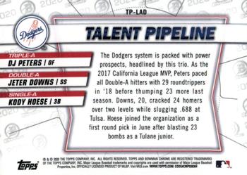 2020 Bowman - Chrome Talent Pipeline #TP-LAD DJ Peters / Jeter Downs / Kody Hoese Back