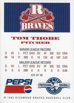 1995 Pepsi Richmond Braves #23 Tom Thobe Back