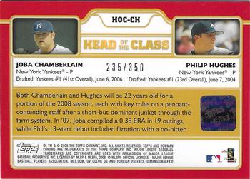 2008 Bowman Chrome - Head of the Class Dual Autograph #HOC-CH Joba Chamberlain / Phil Hughes Back