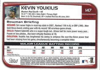 2008 Bowman Chrome - Refractors #147 Kevin Youkilis Back