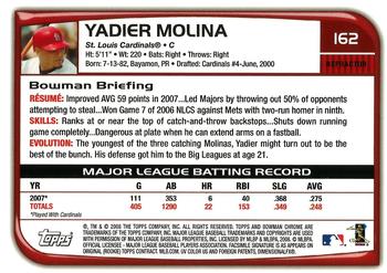2008 Bowman Chrome - Refractors #162 Yadier Molina Back