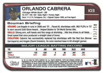 2008 Bowman Chrome - X-Fractors #103 Orlando Cabrera Back