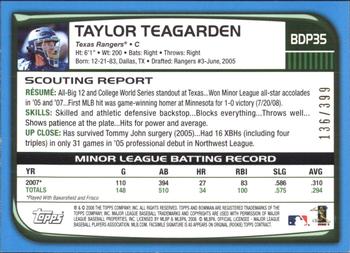 2008 Bowman Draft Picks & Prospects - Blue #BDP35 Taylor Teagarden Back